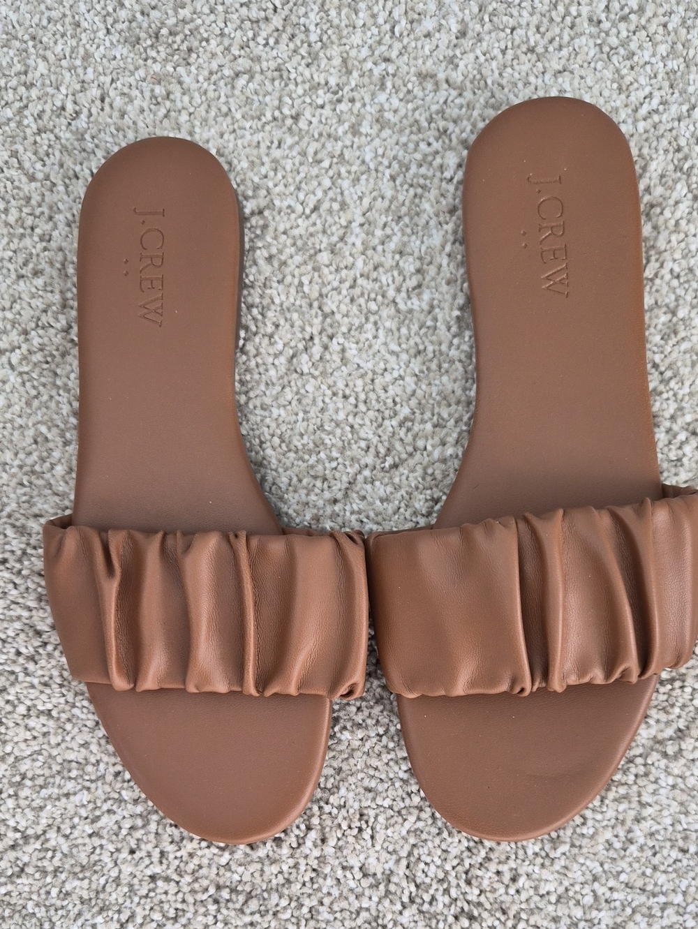 J. Crew Tan Brown Ruched Slide Sandals Sz 6